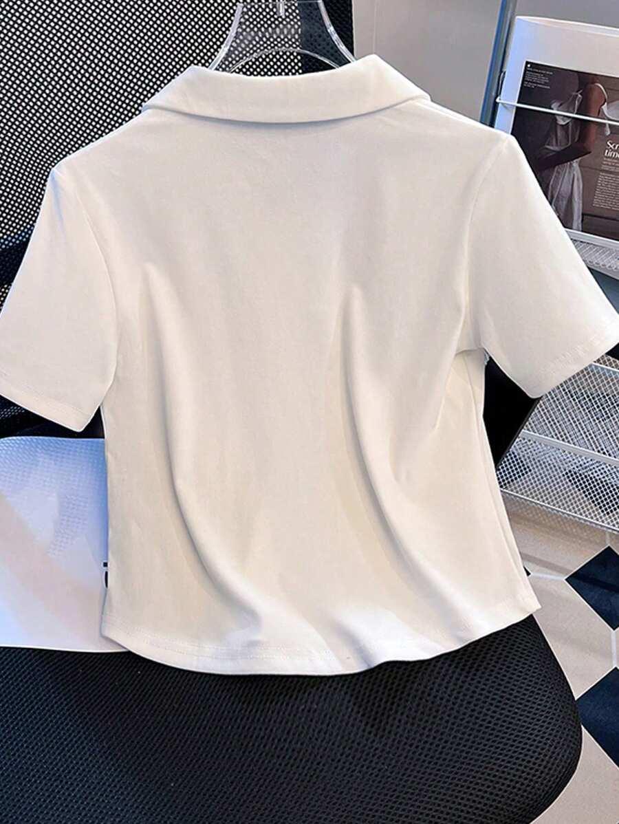 INAWLY BIAŁY TOP KOŁNIERZYK S06__L