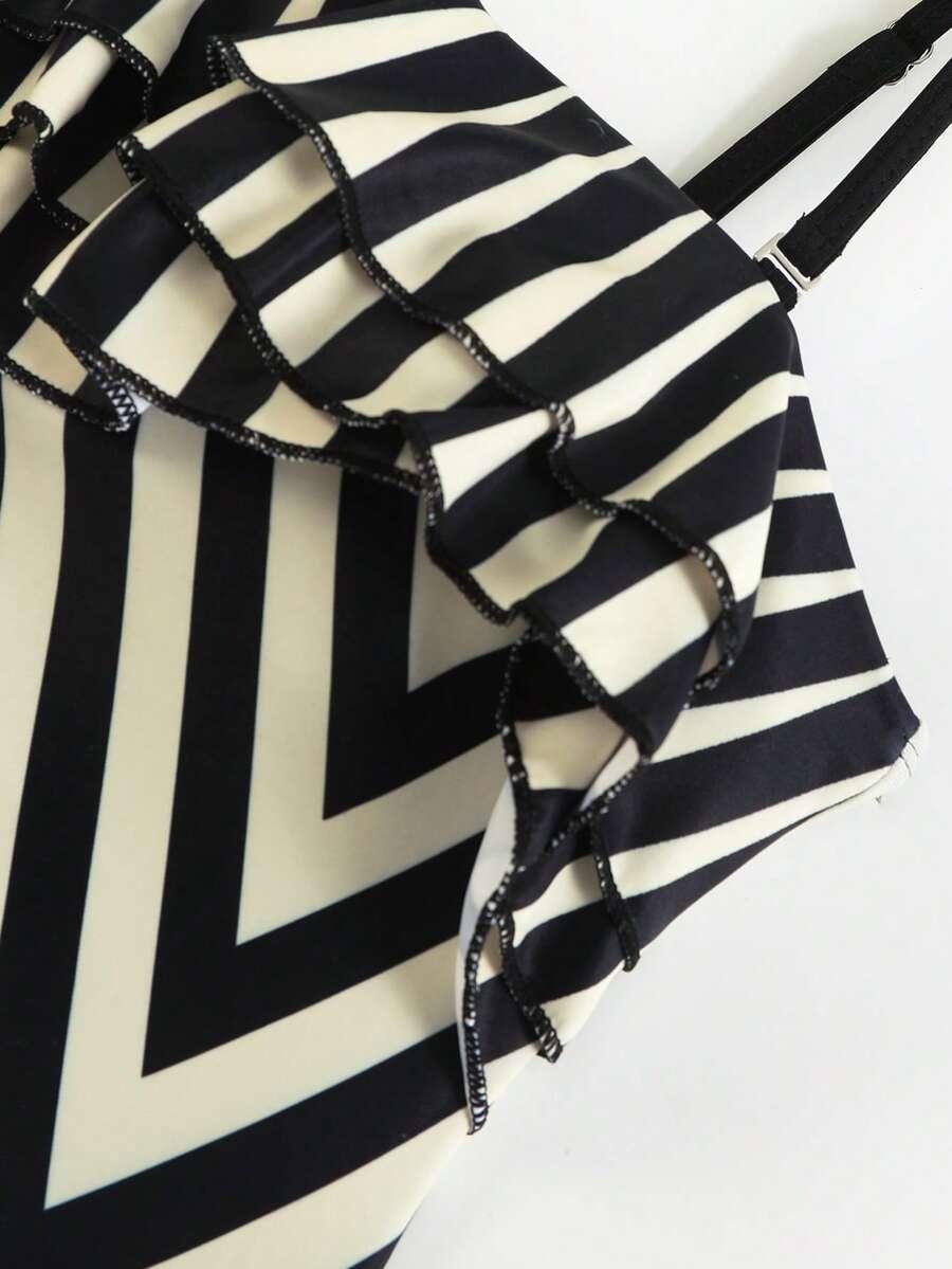 SWIM OASIS KOMPLET JEDNOCZĘŚCIOWY STRÓJ KĄPIELOWY SARONG WZÓR PASKI S09__48