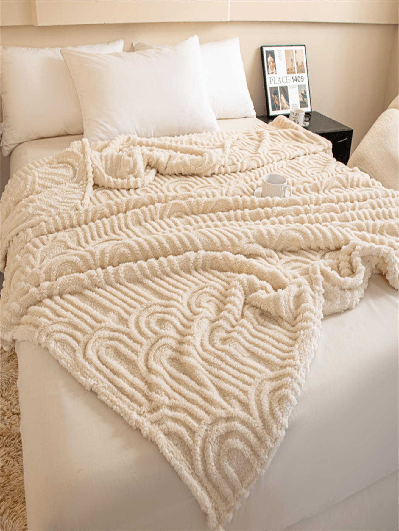 SHEIN BEŻOWY KOC TEKSTURA S07__100X150CM