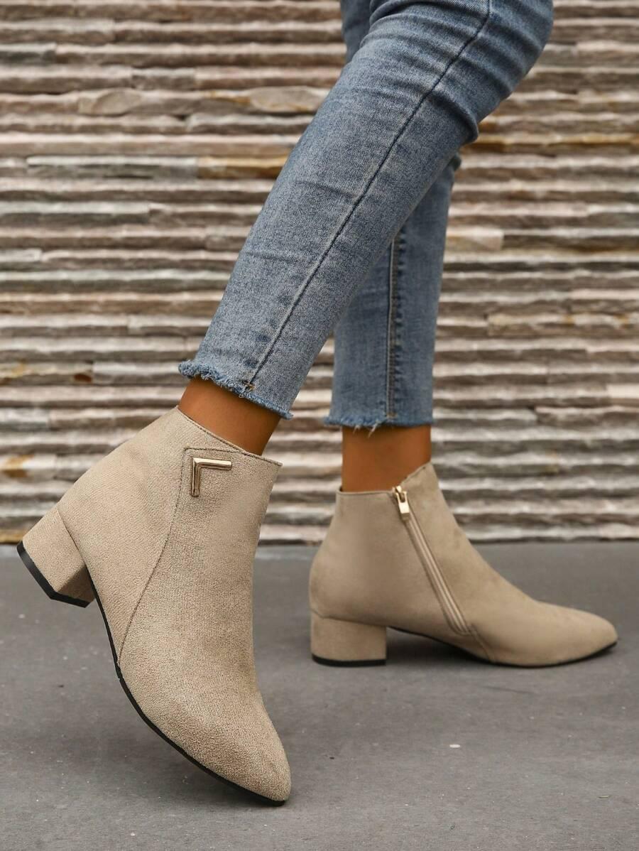 SHEIN BEŻOWE BOTKI ZAMEK W01__38