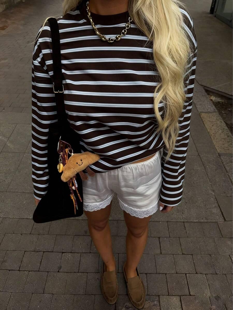 SHEIN BLUZKA Z DŁUGIM RĘKAWEM PASKI S06__L