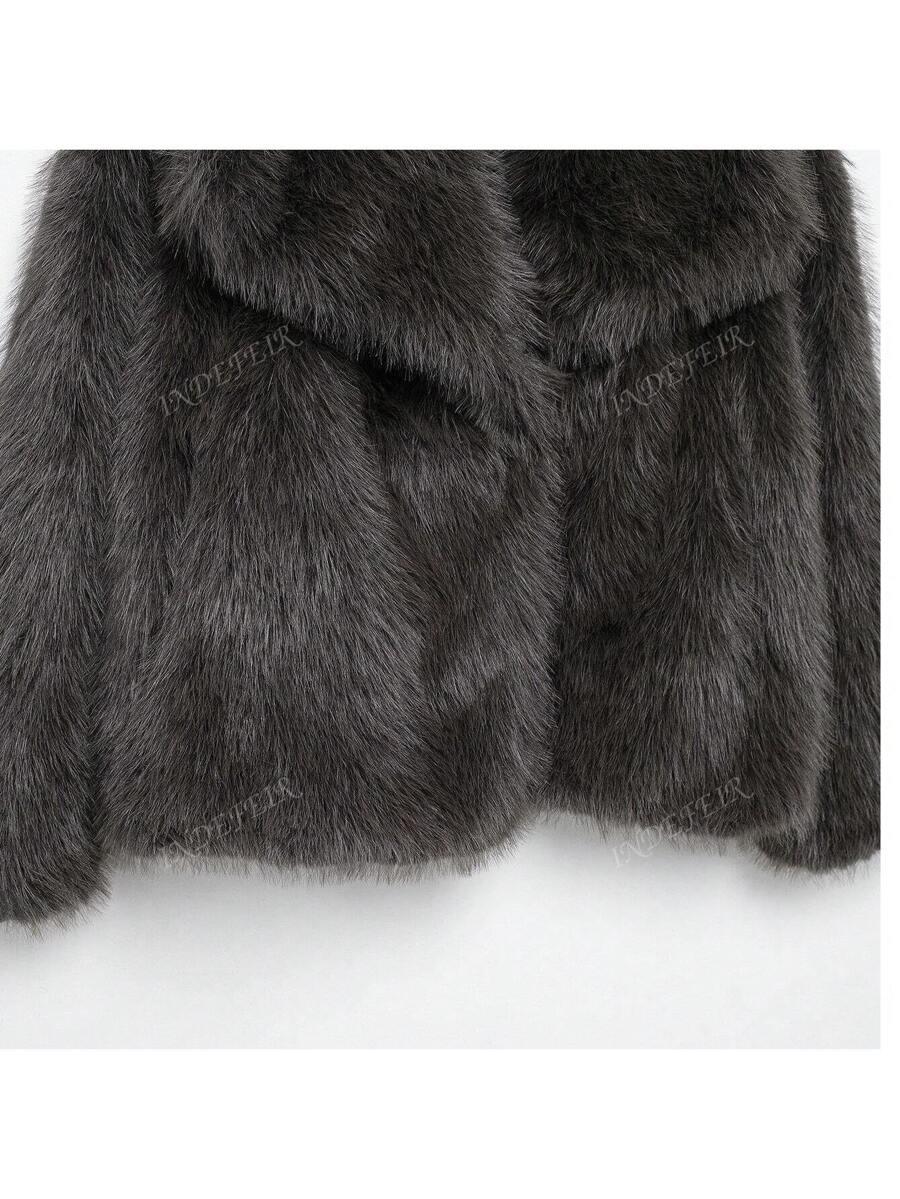 SHEIN SZARE SZTUCZNE FUTRO W01__L