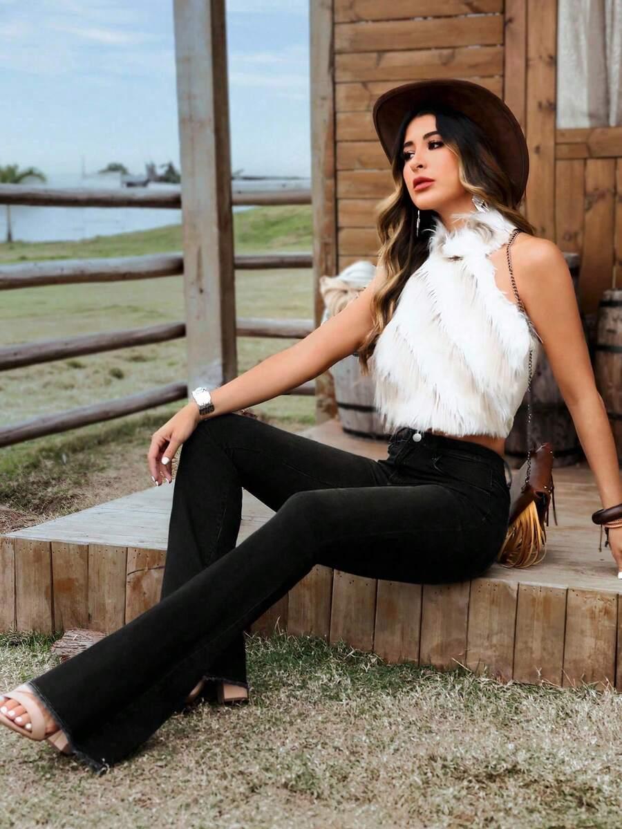 SHEIN CZARNE JEANSY DZWONY S06__50