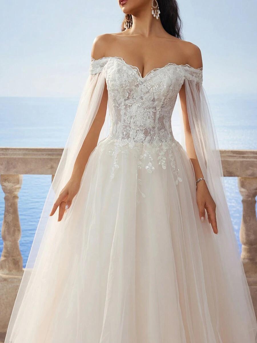 SHEIN SUKNIA ŚLUBNA ZDOBIENIE S06__L