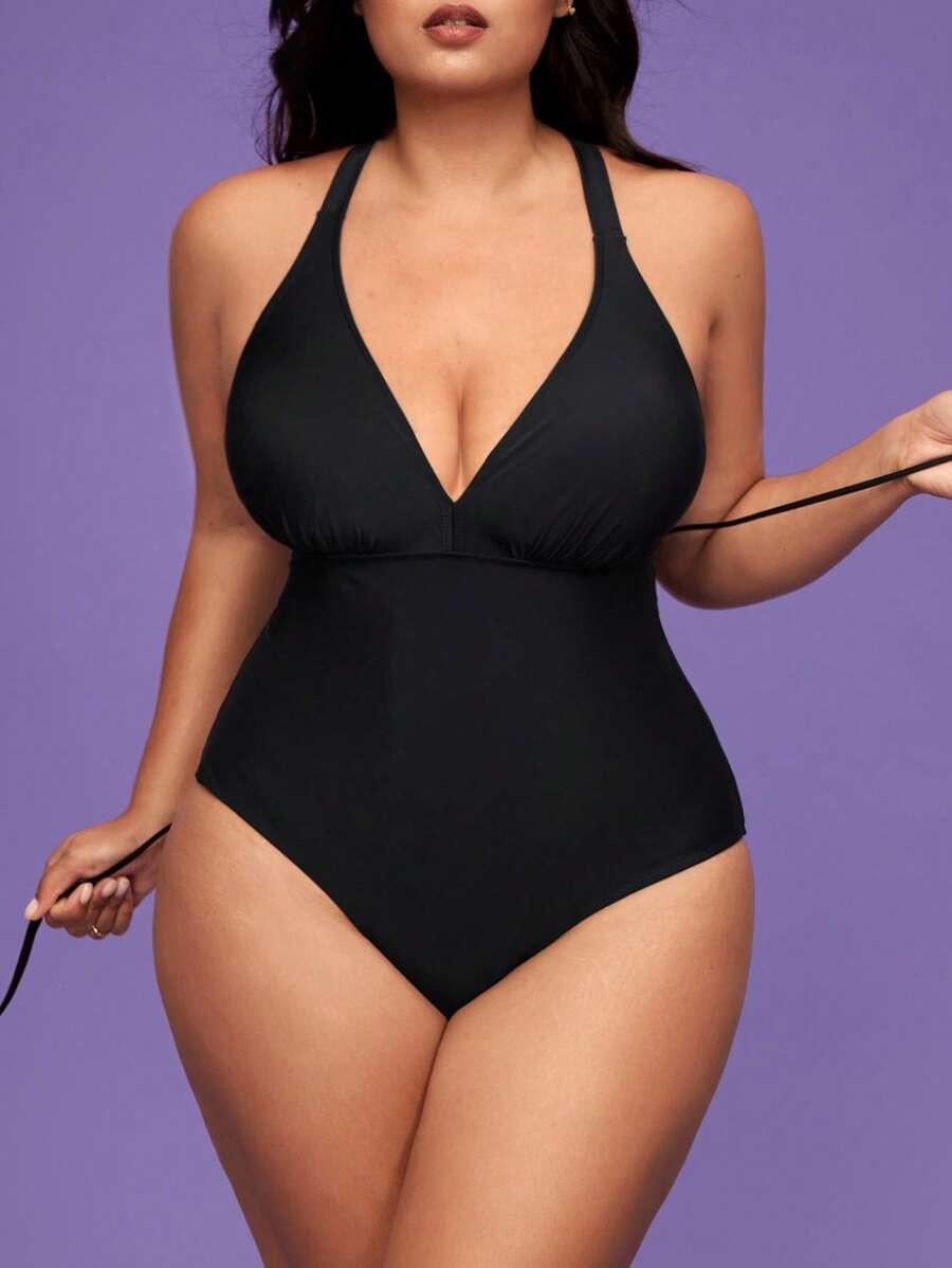 SHEIN CZARNY JEDNOCZĘŚCIOWY STRÓJ KĄPIELOWY S09__46