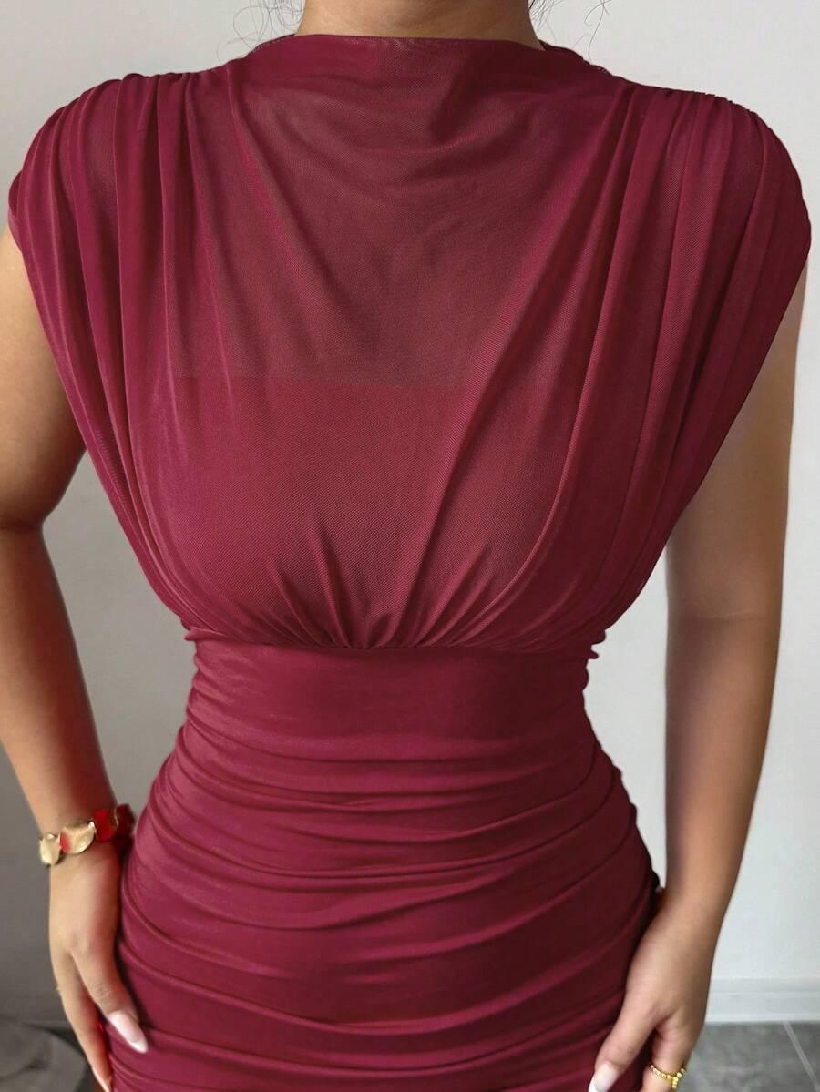 SHEIN BORDOWA MAXI SUKIENKA SIATECZKA S06__L