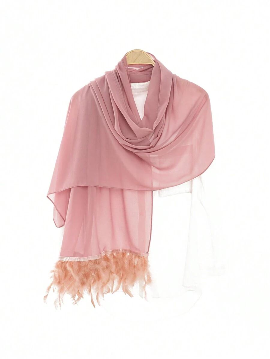 SHEIN CZARNY SZAL PIÓRA S07