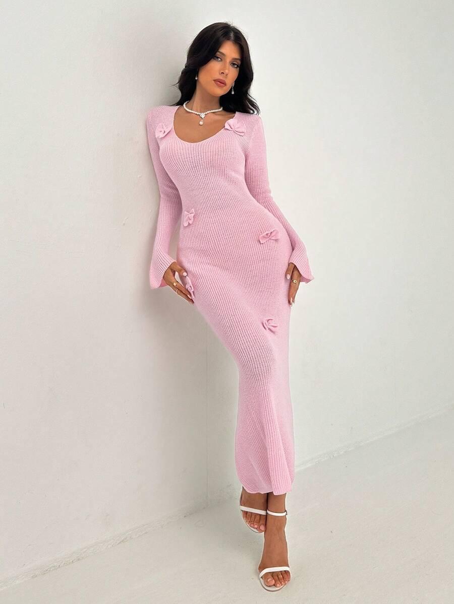 SHEIN RÓŻOWA DZIANINOWA SUKIENKA S06__L