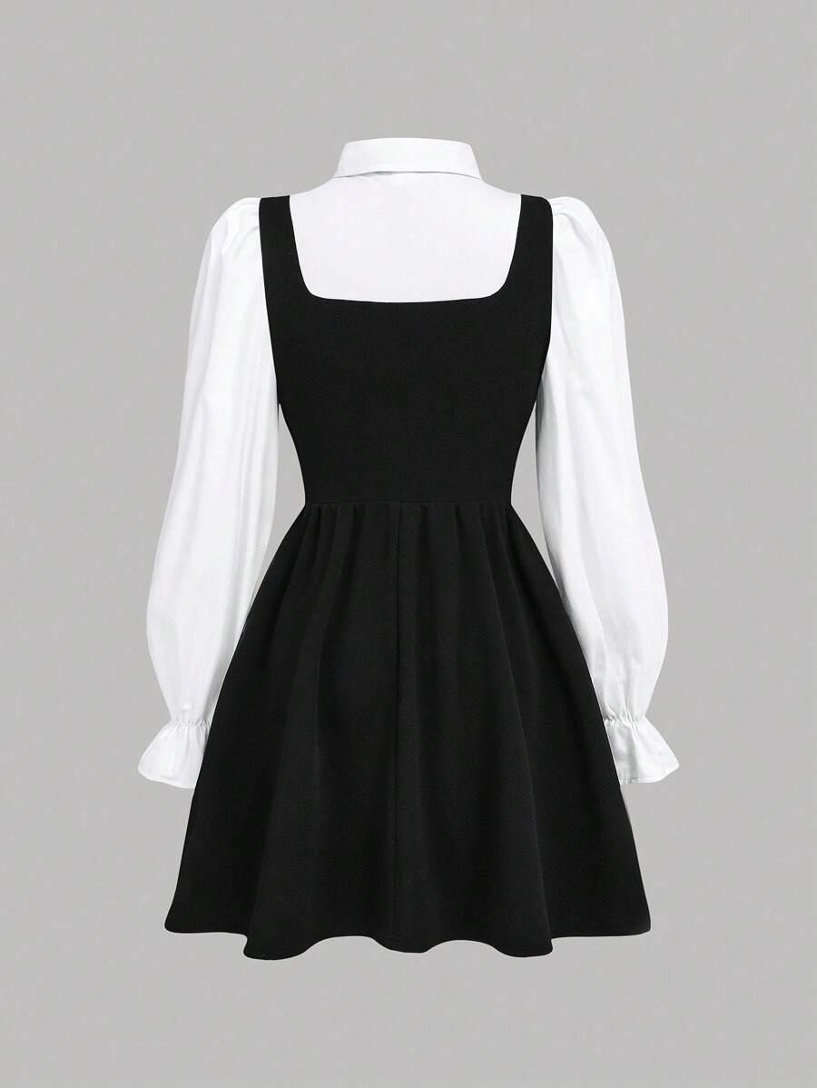 SHEIN SUKIENKA KOŁNIERZYK DŁUGI RĘKAW S06__164
