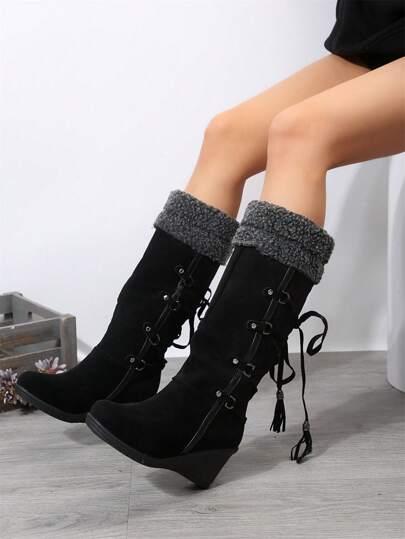 SHEIN CZARNE KOZAKI IMITACJA ZAMSZU W01__39,5