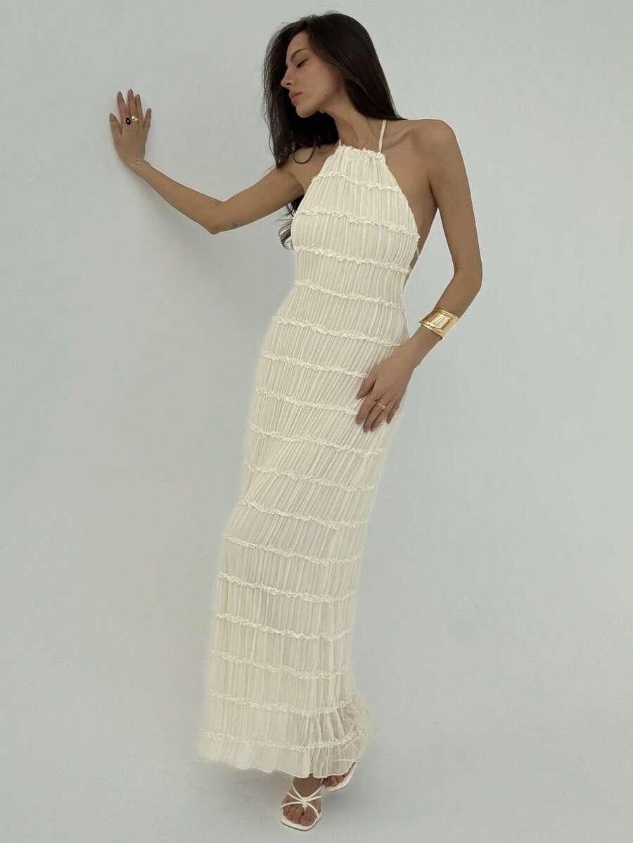 SHEIN KREMOWA MAXI SUKIENKA S06__M
