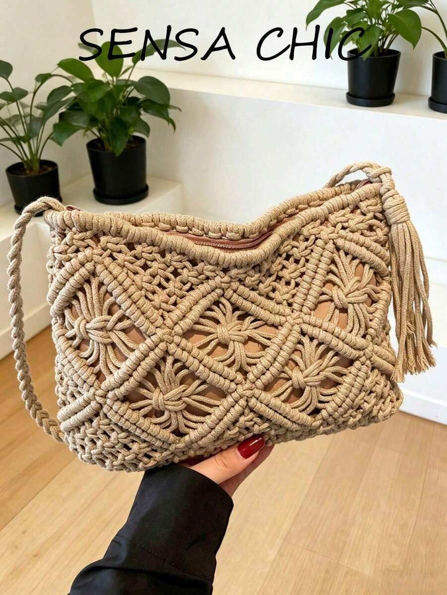 SHEIN BEŻOWA TOREBKA HAFT S07__5X20X25CM