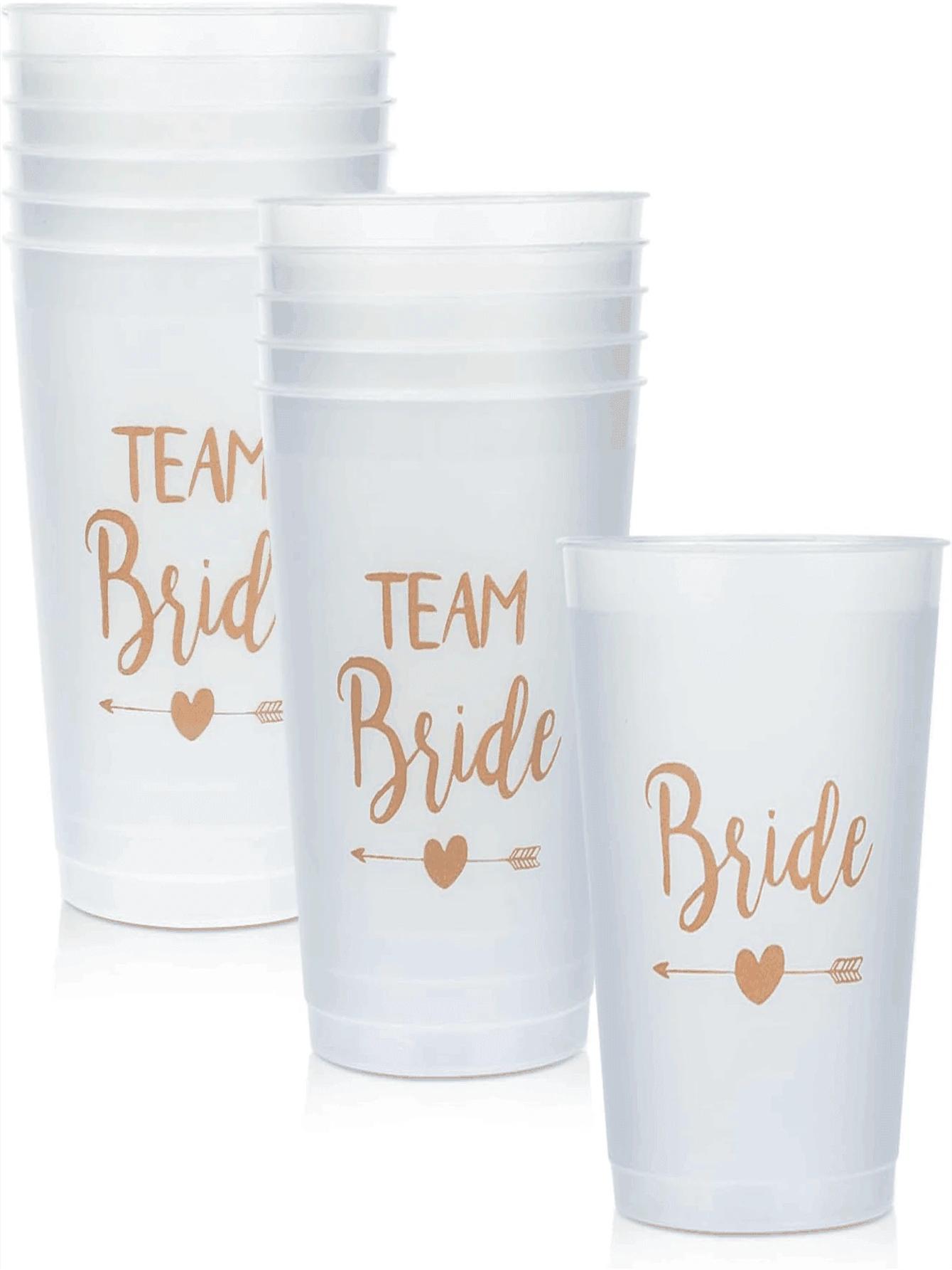 SHEIN PLASTIKOWE KUBKI NAPIS BRIDE TEAM 12-PACK S07__