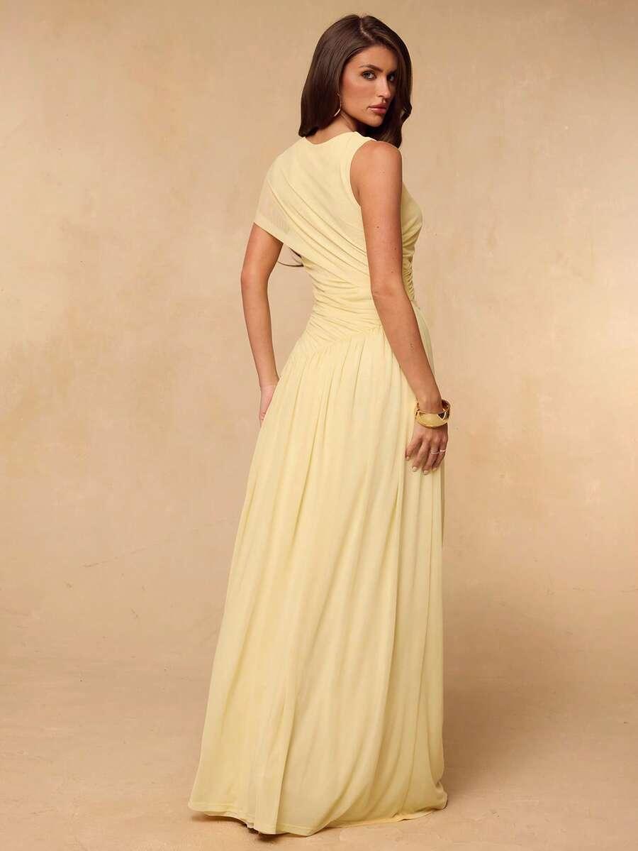 SHEIN ŻÓŁTA MAXI SUKIENKA S06__L