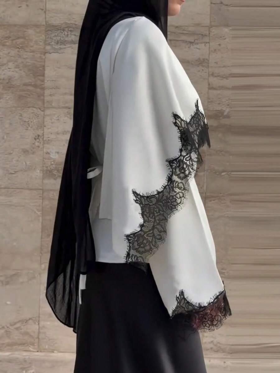 SHEIN BIAŁA BLUZKA KORONKA S06__M