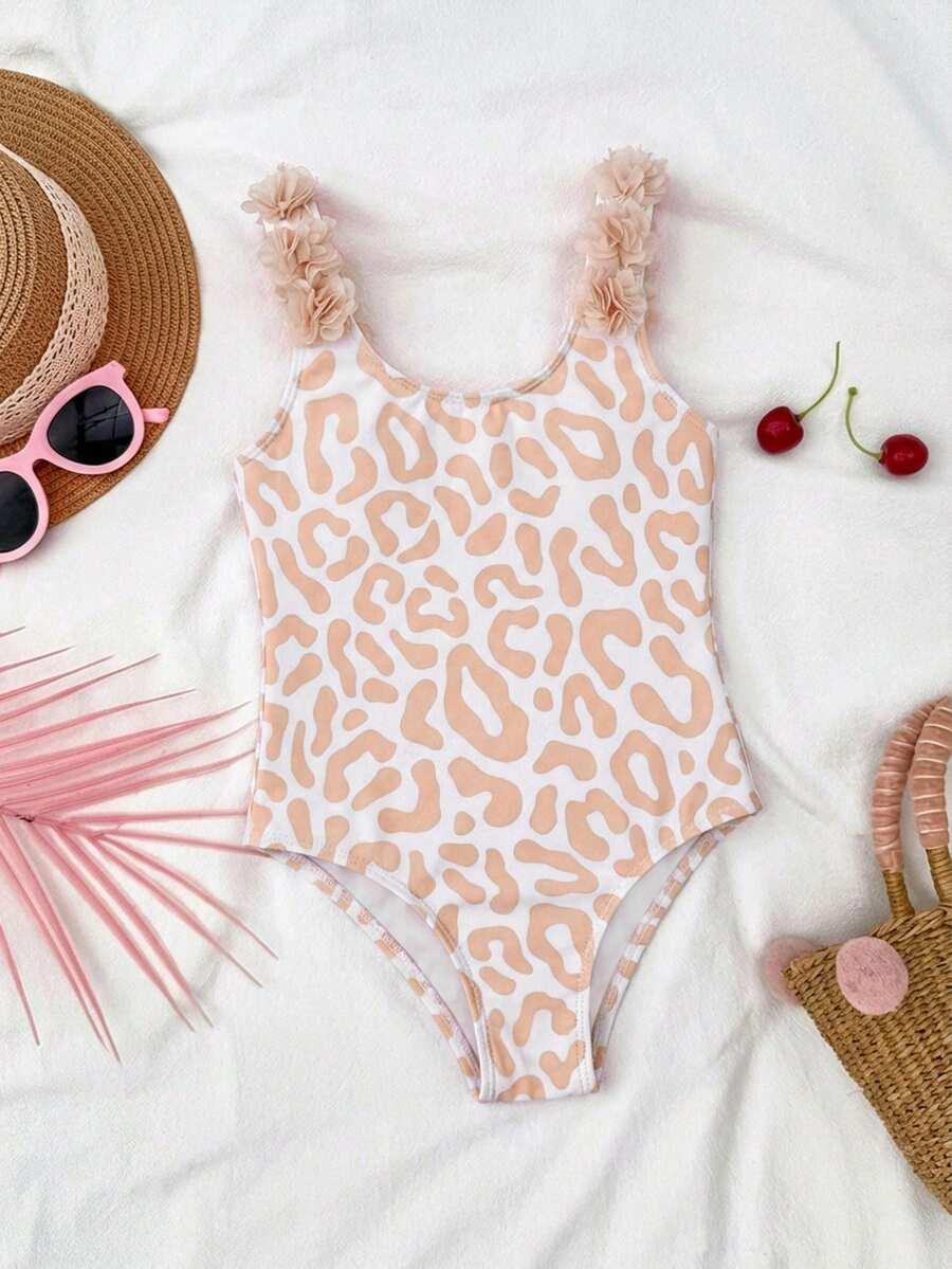 SHEIN DWUCZĘŚCIOWY STRÓJ KĄPIELOWY ANIMAL PRINT ZDOBIENIA S09__122/128