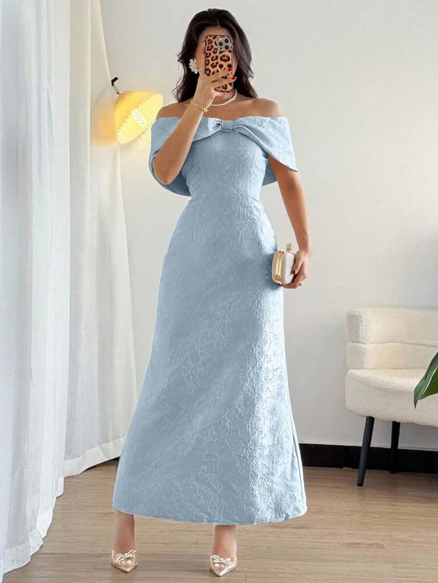 SHEIN NIEBIESKA MAXI SUKIENKA ODKRYTE RAMIONA S06__M