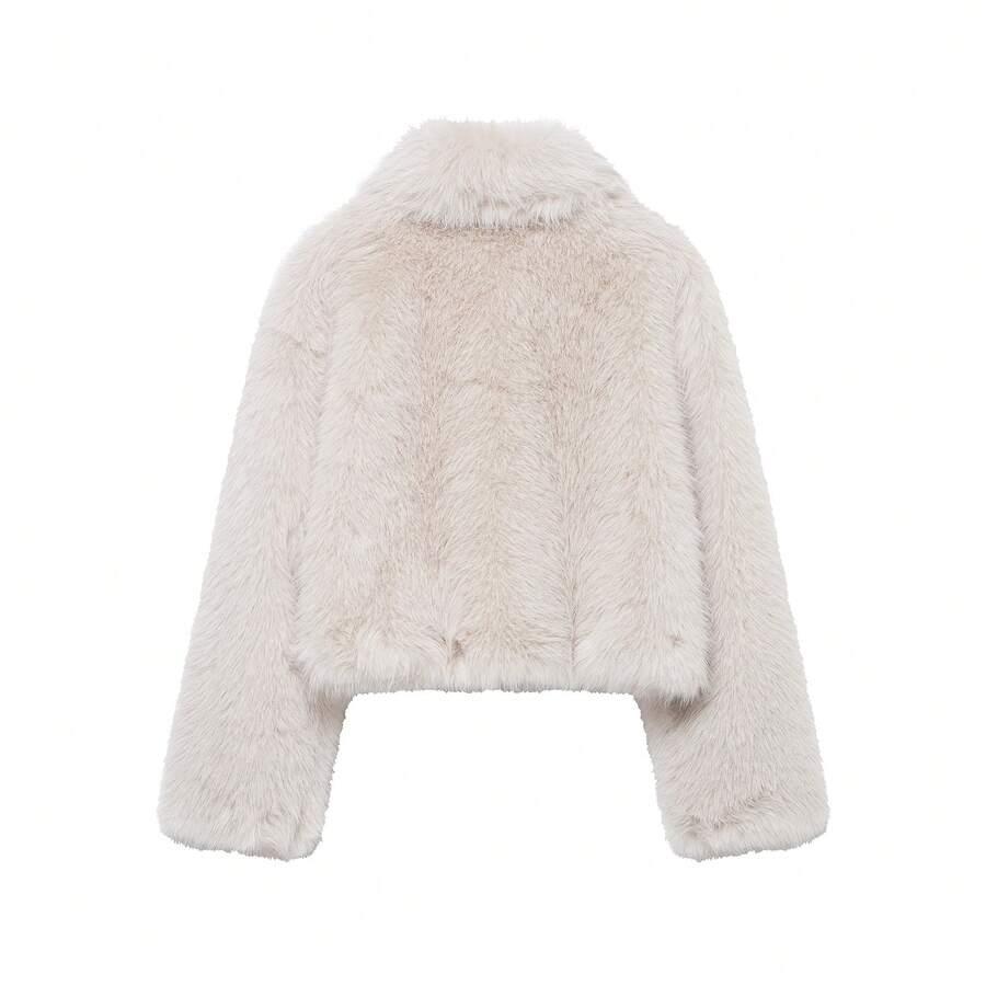 SHEIN SZARE SZTUCZNE FUTRO W01__XS