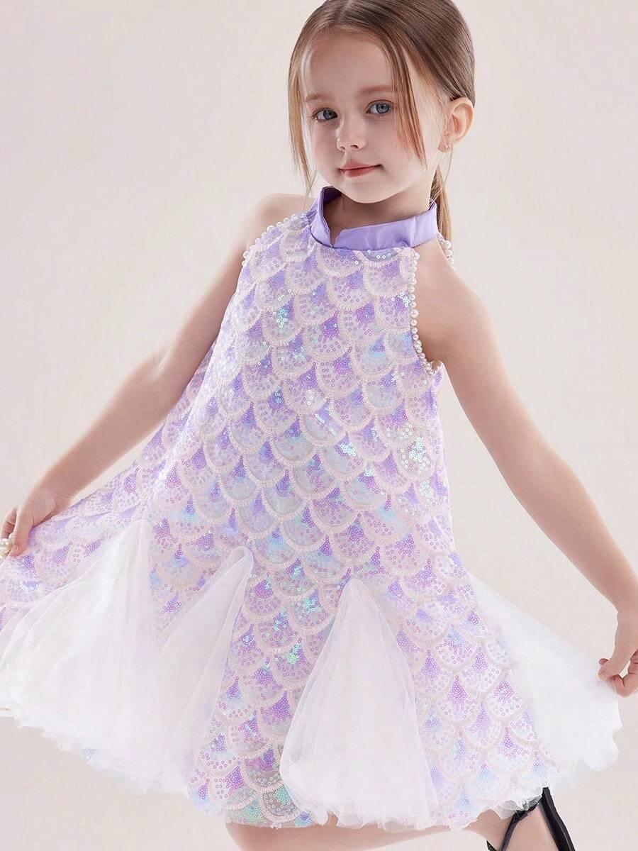SHEIN SUKIENKA BEZ RĘKAWÓW CEKINY S06__104-110