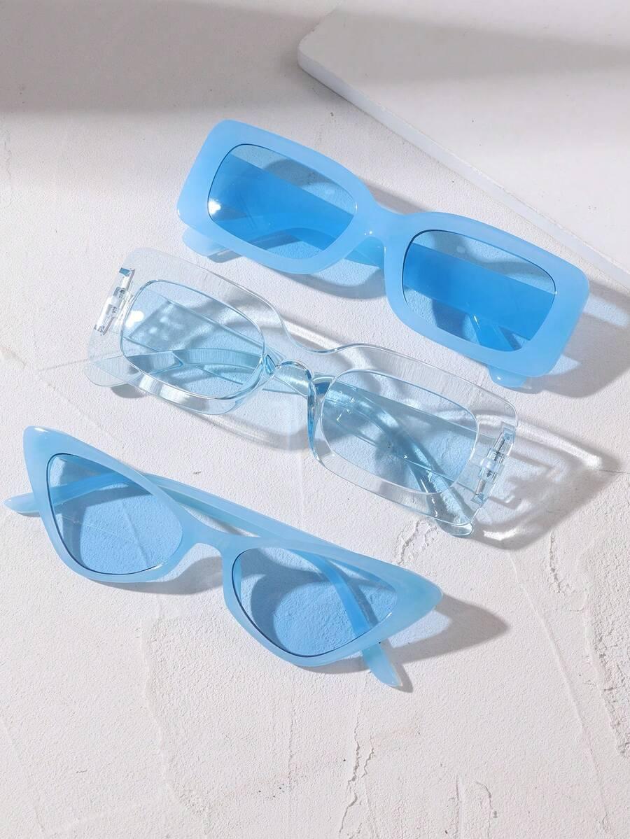 SHEIN NIEBIESKIE OKULARY PRZECIWSŁONECZNE 3-PACK S07