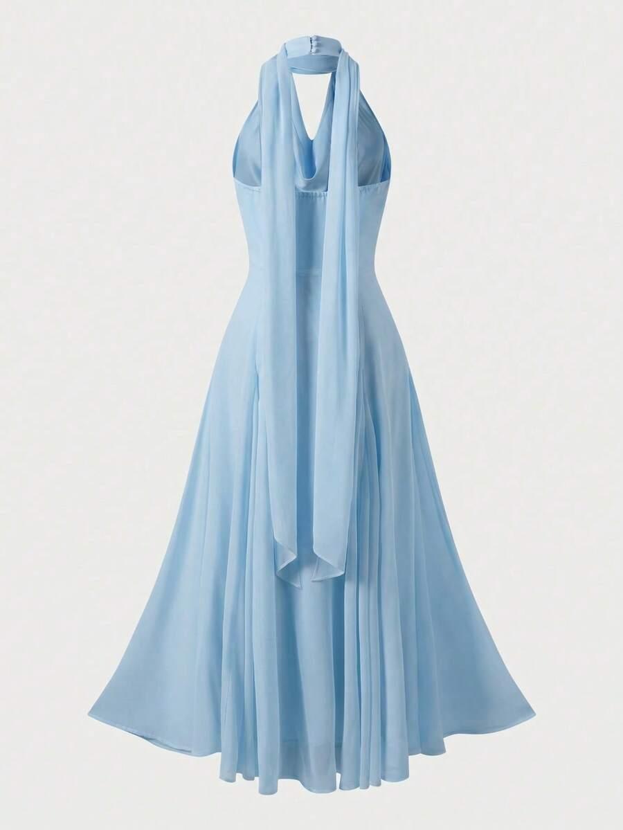SHEIN NIEBIESKA MAXI SUKIENKA ODKRYTE PLECY S06__M