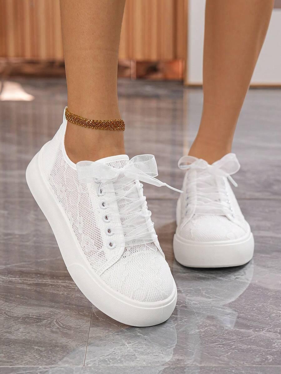 SHEIN BIAŁE TRAMPKI KORONKA S06__35