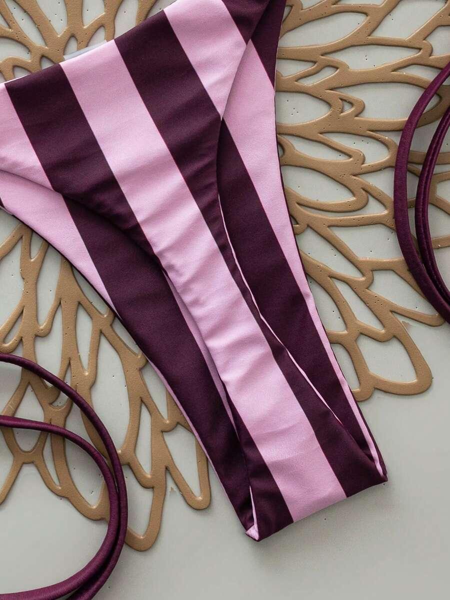 SHEIN KOMPLET BIKINI WZÓR PASKI S09__M