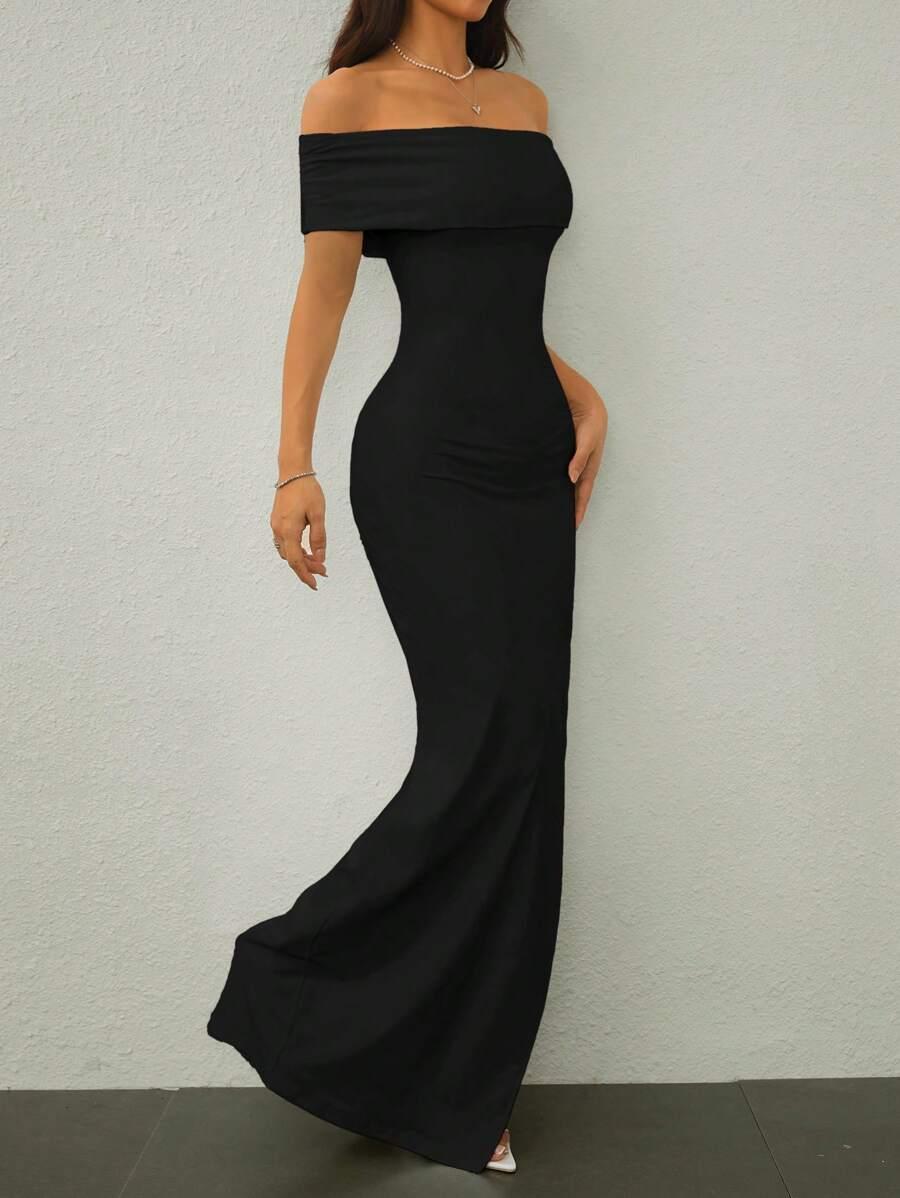 SHEIN CZARNA MAXI SUKIENKA S06__S