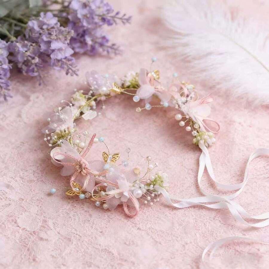 SHEIN RÓŻOWY SZTUCZNY WIENIEC S07__35X13