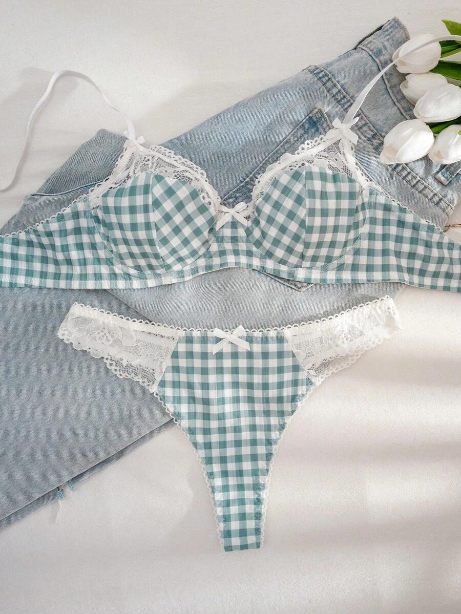 SHEIN ZIELONY KOMPLET BIUSTONOSZ MAJTKI S06__M