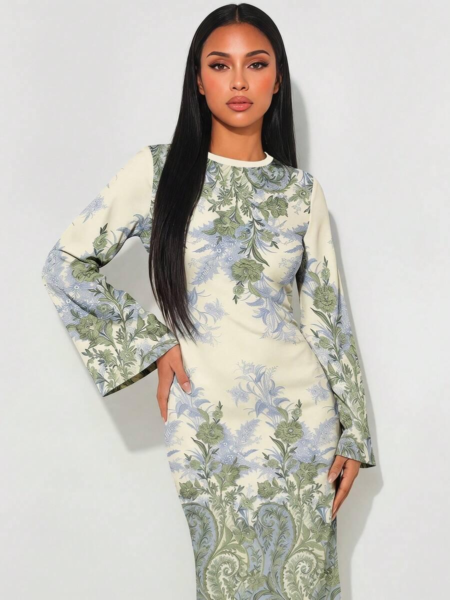 VEILORIE MAXI SUKIENKA PRINT KWIATY S06__XL
