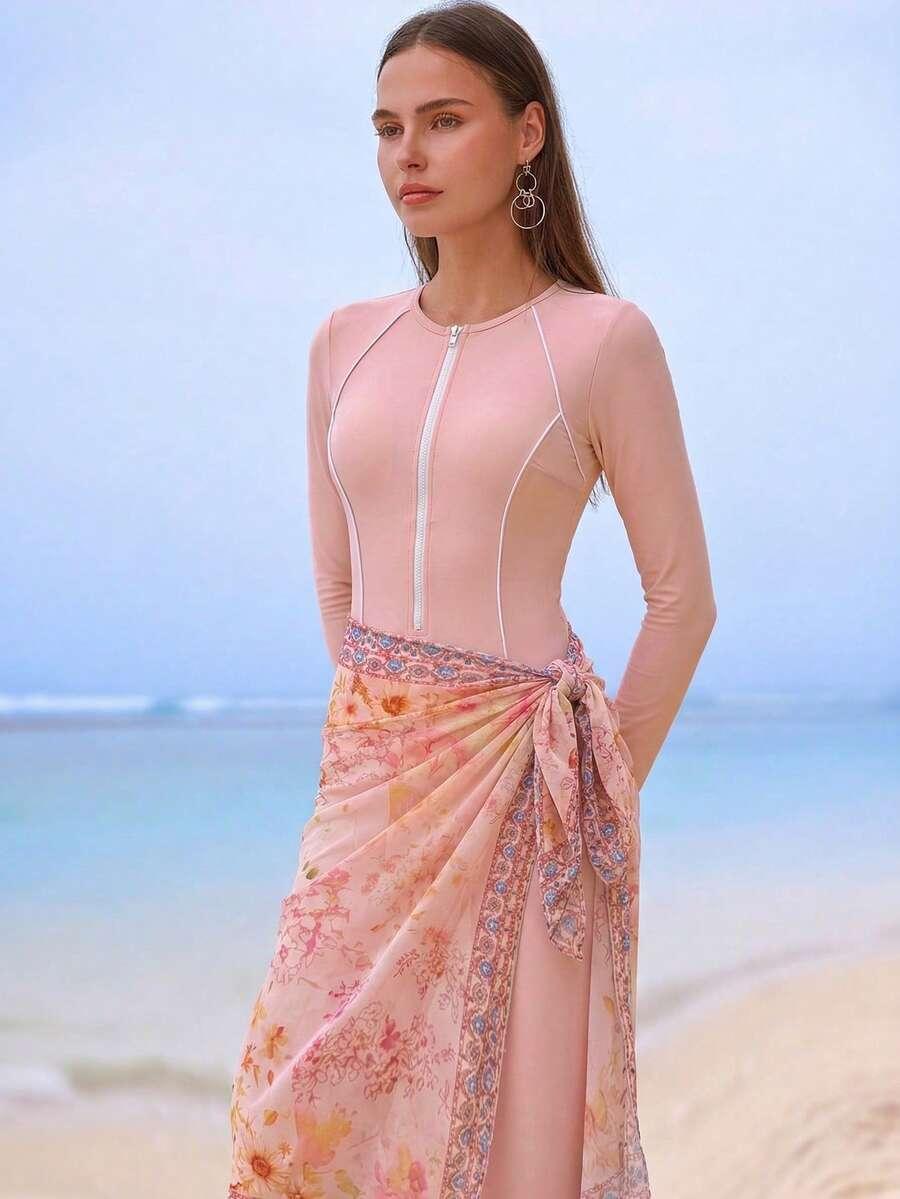 SHEIN DWUCZĘŚCIOWY STRÓJ KĄPIELOWY SARONG KOMPLET S09__XL