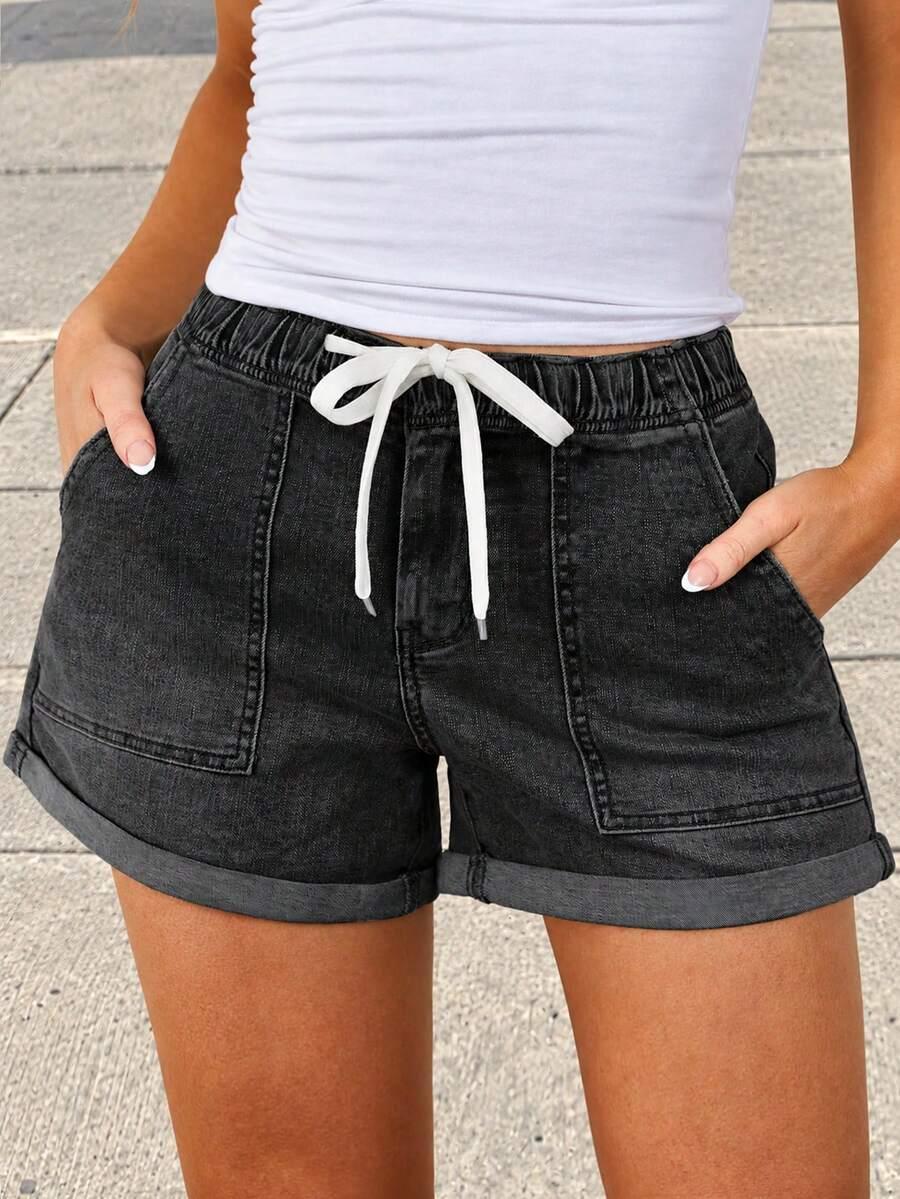 SHEIN CZARNE JEANSOWE SPODENKI S06__L