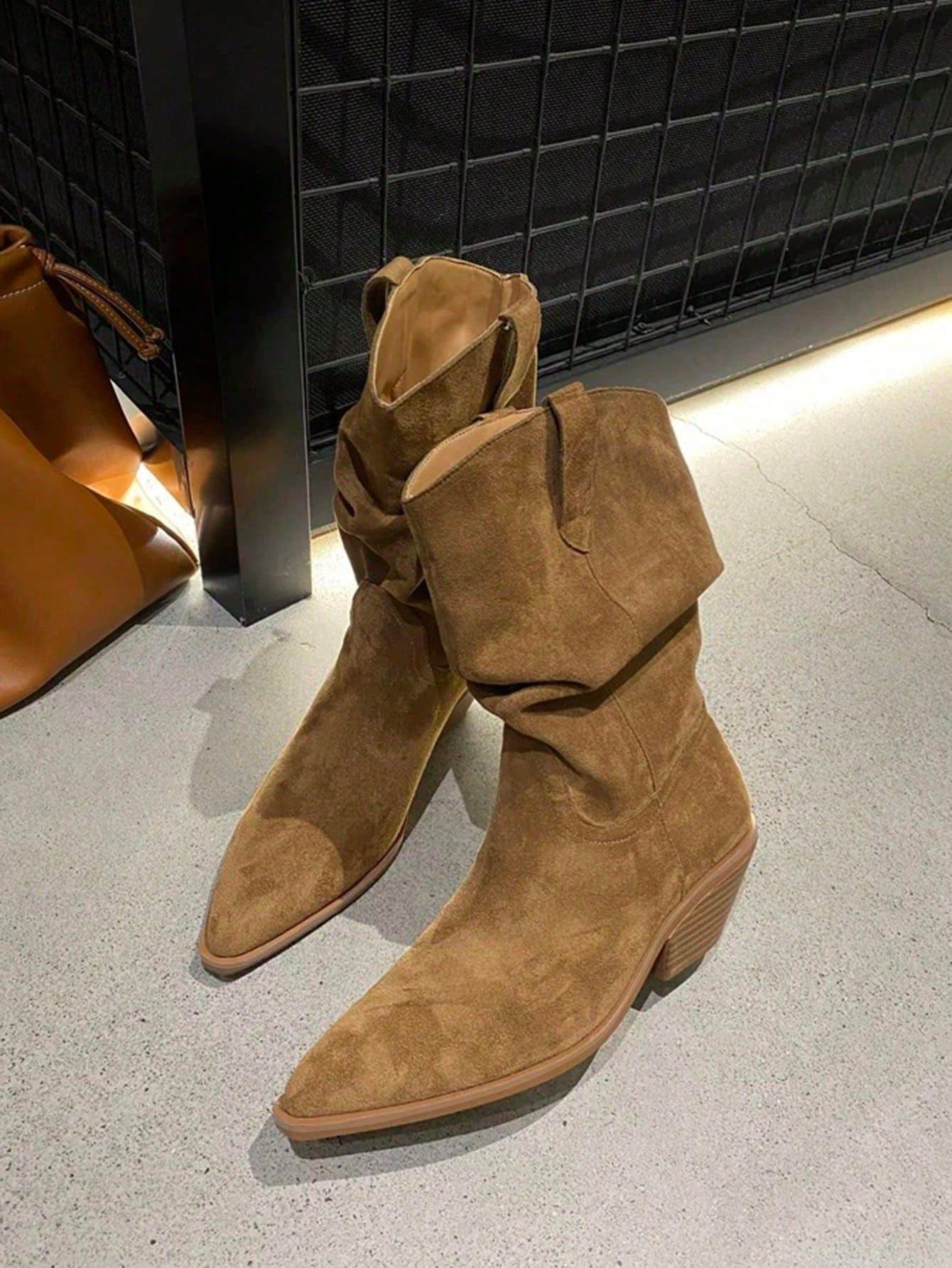 SHEIN BEŻOWE WSUWANE KOZAKI W01__38