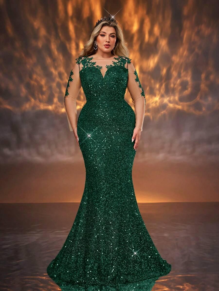 GLAMRAE ZIELONA MAXI SUKIENKA ZDOBIENIA S06__XXL