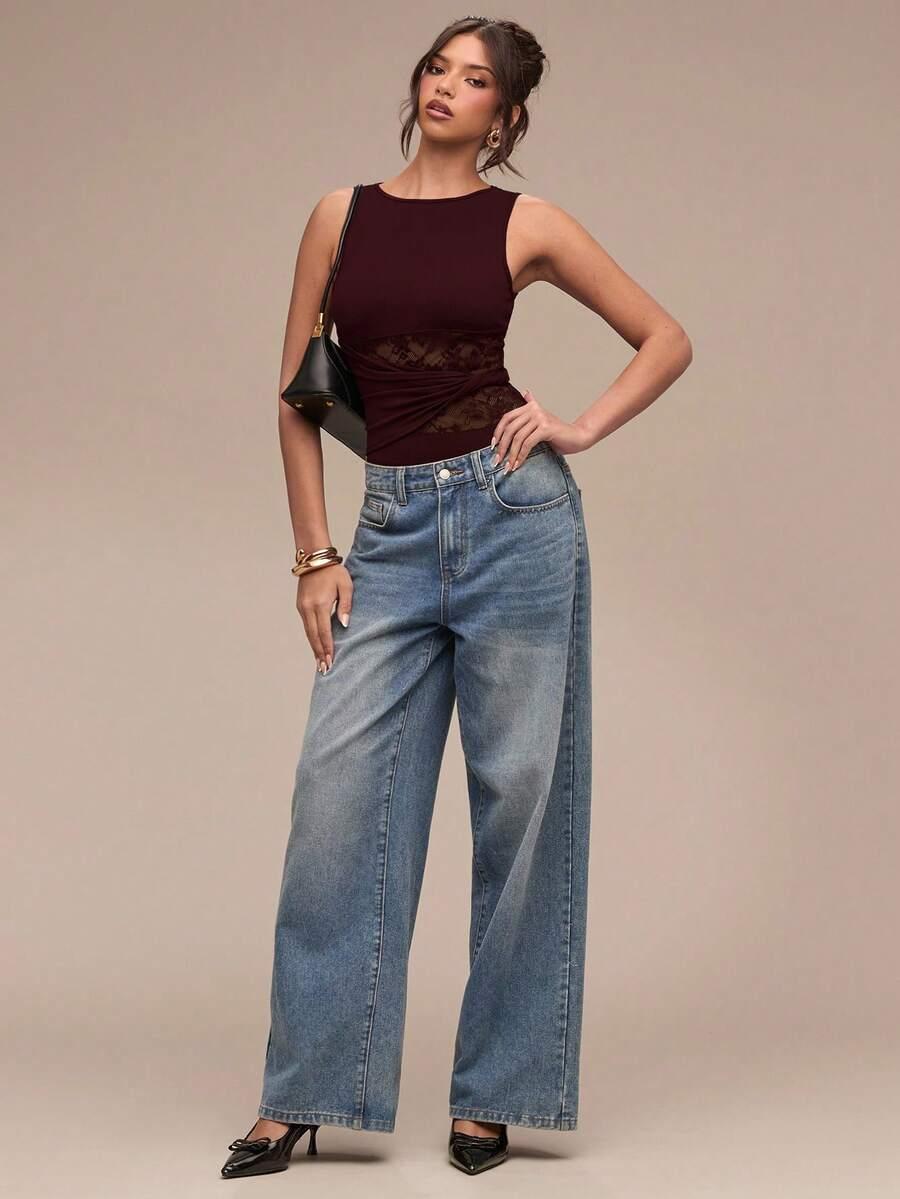 SHEIN FIOLETOWE BODY KORONKA S06__L