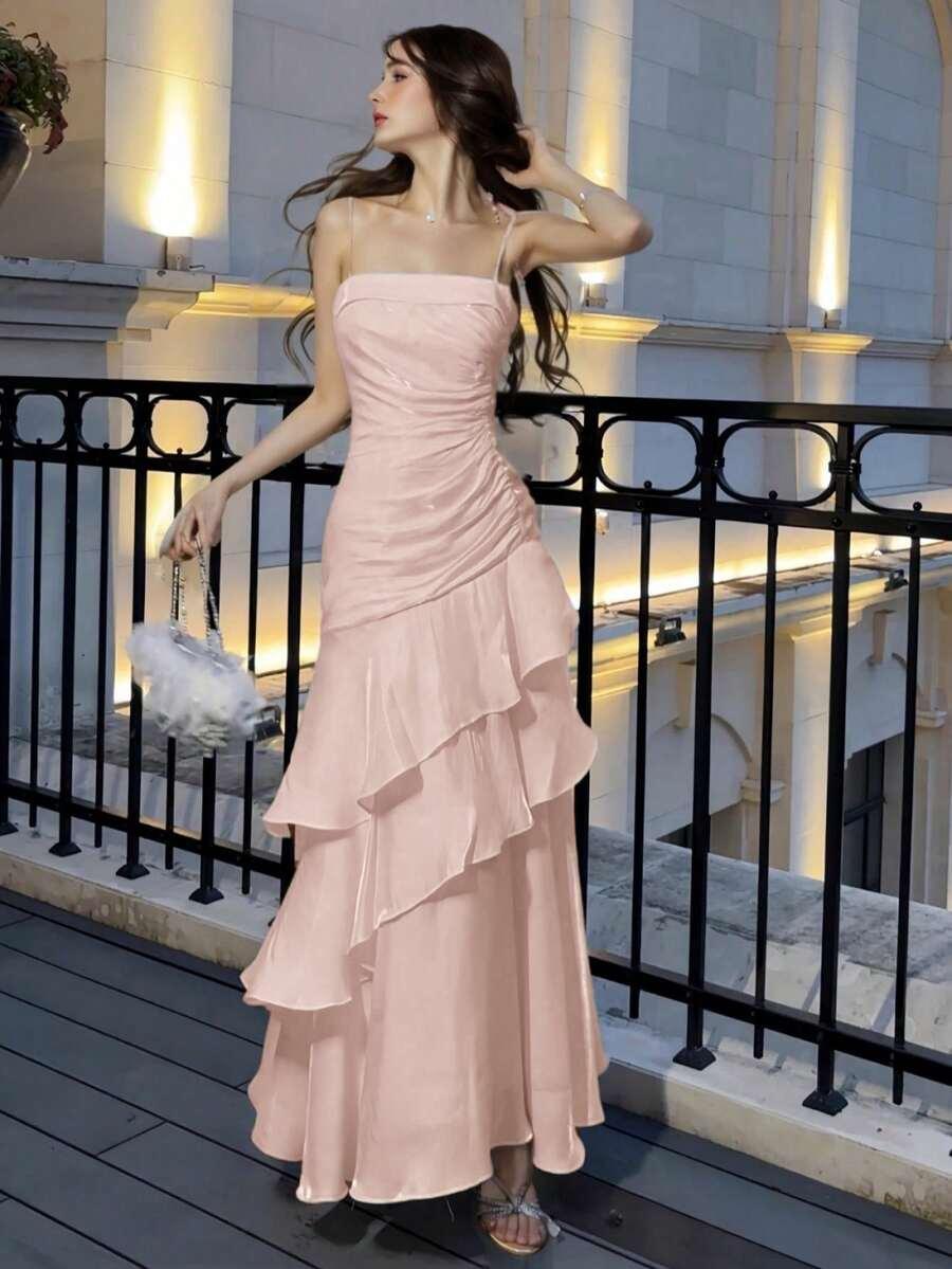 SHEIN RÓŻOWA MAXI SUKIENKA S06__XXS