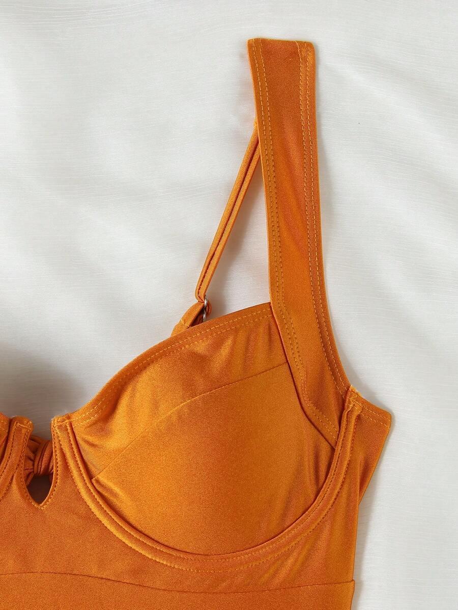 SHEIN POMARAŃCZOWY JEDNOCZĘŚCIOWY STRÓJ KĄPIELOWY S09__M