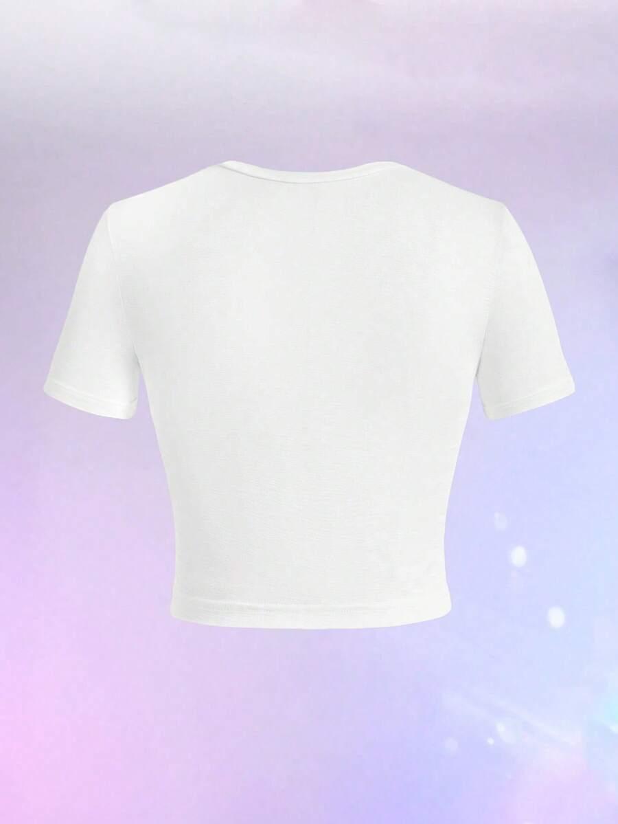 SHEIN BIAŁY TOP Z KRÓTKIM RĘKAWEM S06__S