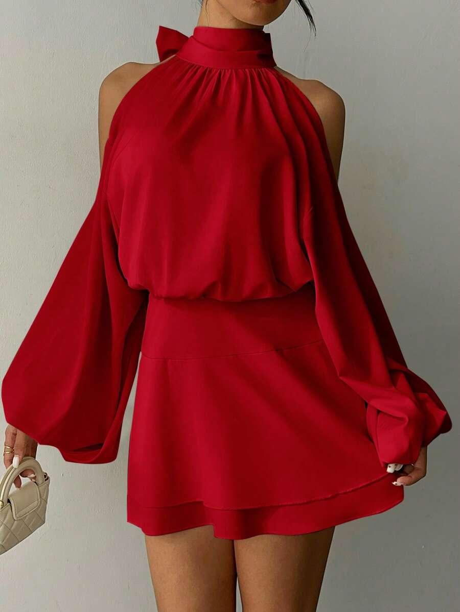 SHEIN CZERWONA MINI SUKIENKA S06__S