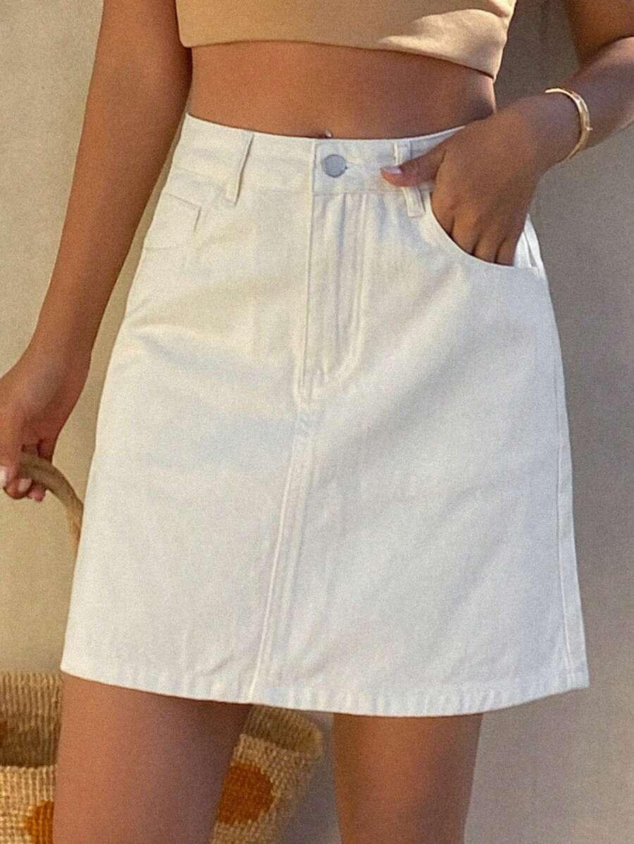 DAZY KREMOWA MINI SPÓDNICA JEANS S06__M