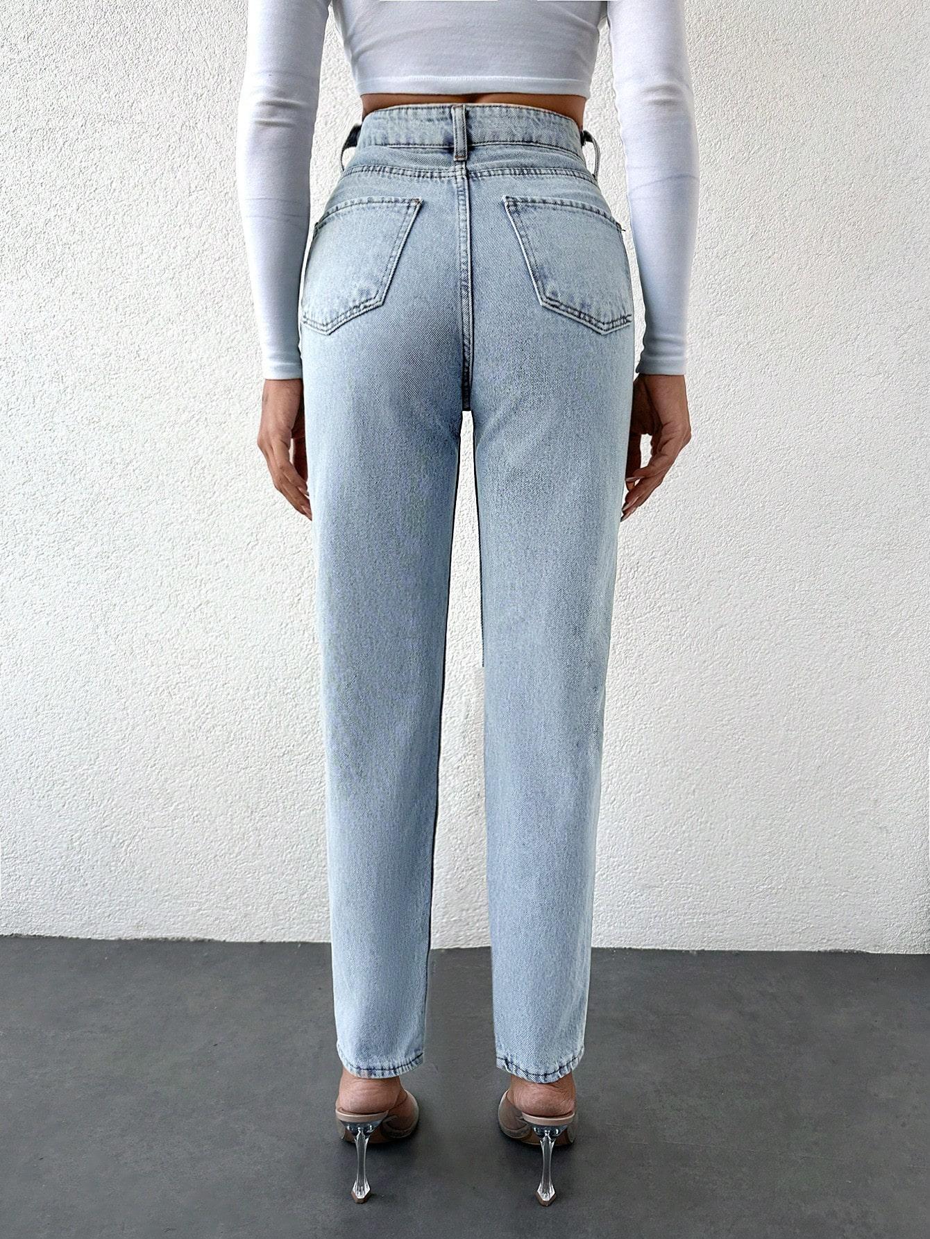 SHEIN SPODNIE JEANS PROSTA NOGAWKA S06__XS