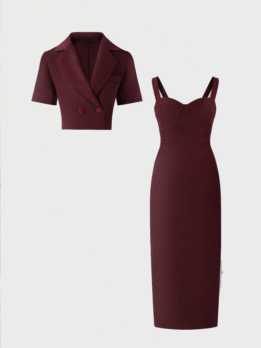 SHEIN KOMPLET SUKIENKA BOLERKO S06__S