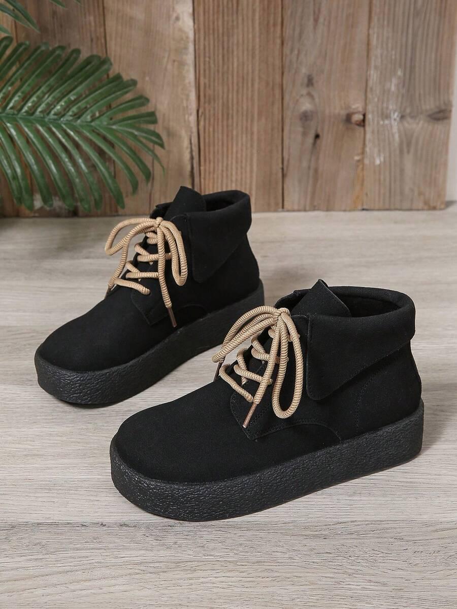 SHEIN CZARNE SZNUROWANE BOTKI W01__39