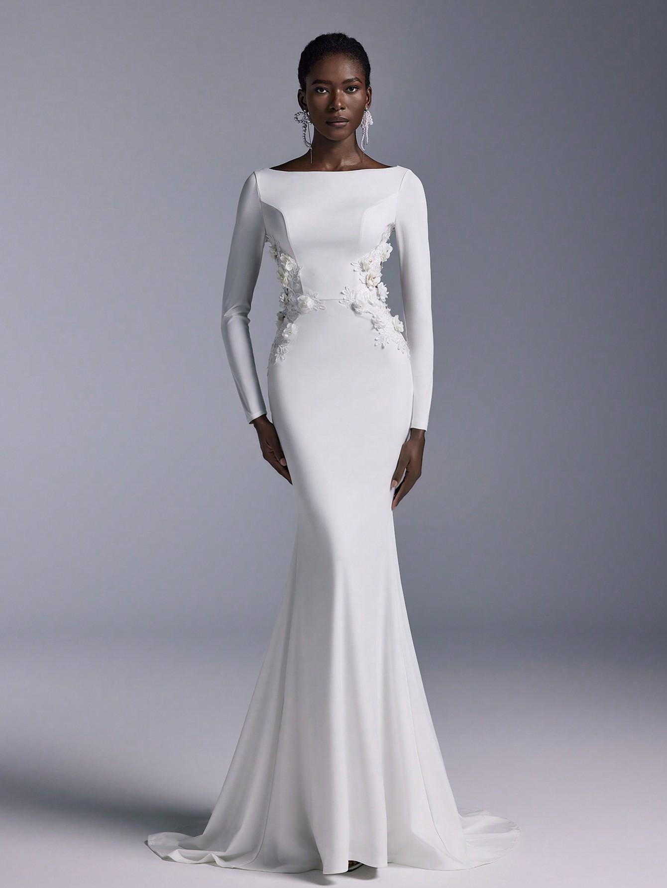 SHEIN BIAŁA MAXI SUKIENKA ZDOBIENIE S06__S