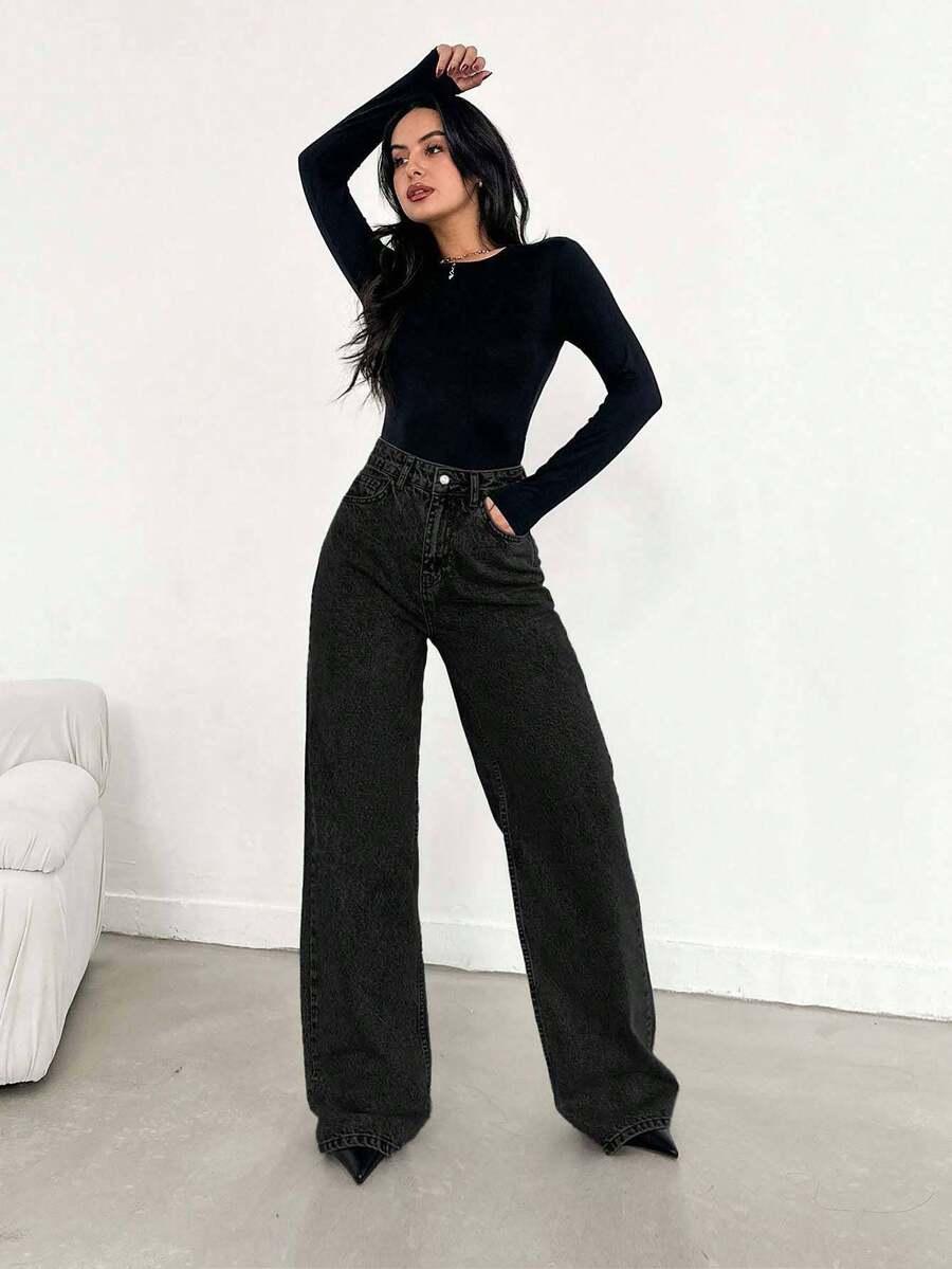 SHEIN CZARNE SPODNIE JEANS S06__XXS
