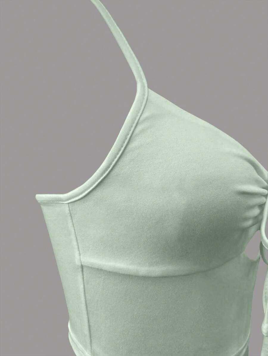 SHEIN ZIELONY TOP WIĄZANIE S06__L
