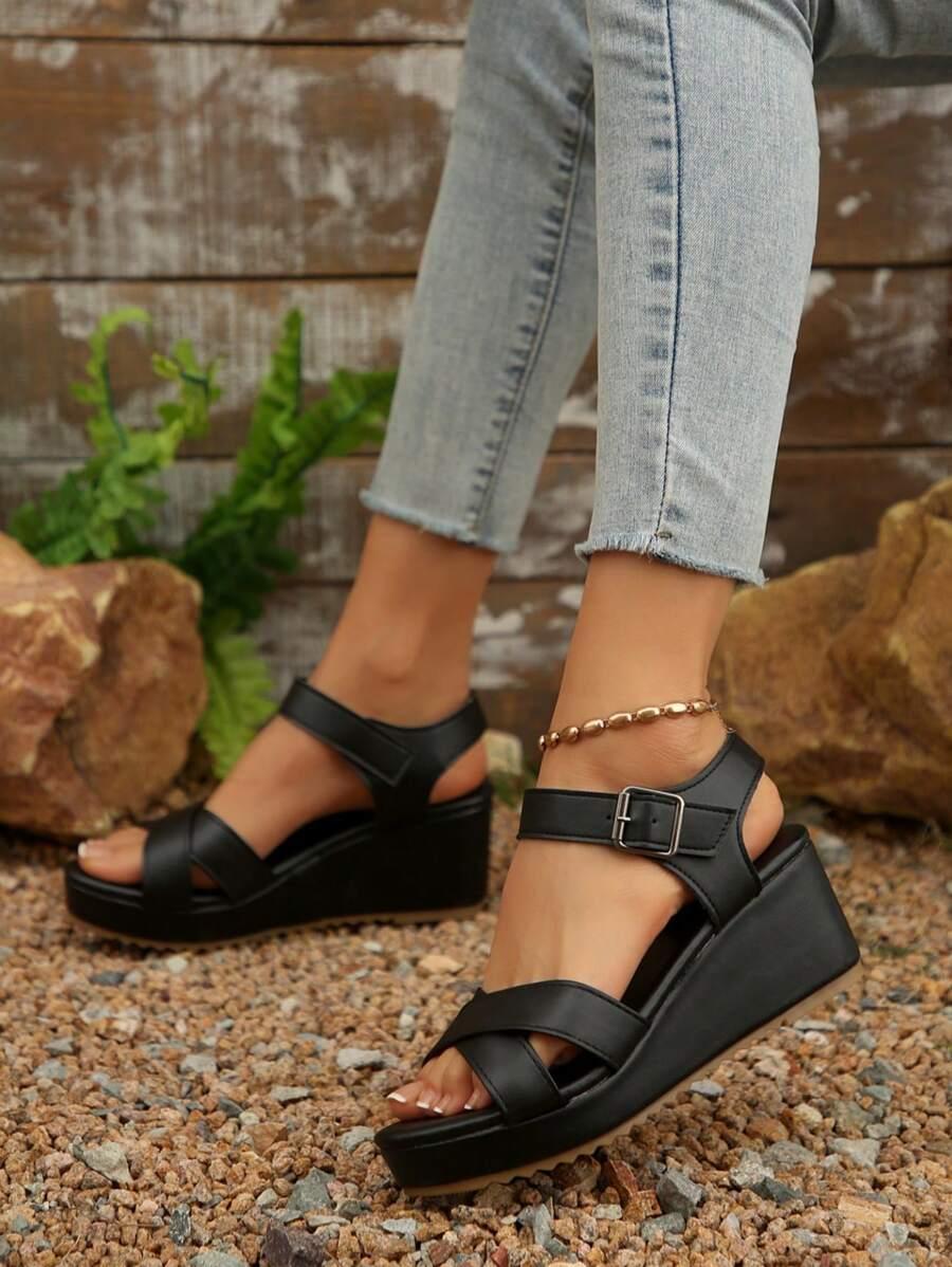 SHEIN CZARNE SANDAŁY NA PLATFORMIE PK01__37,5