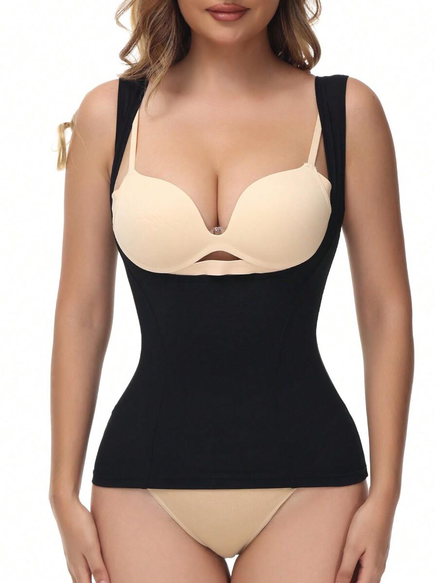 SHEIN CZARNY WYSZCZUPLAJĄCY GORSET S06__L