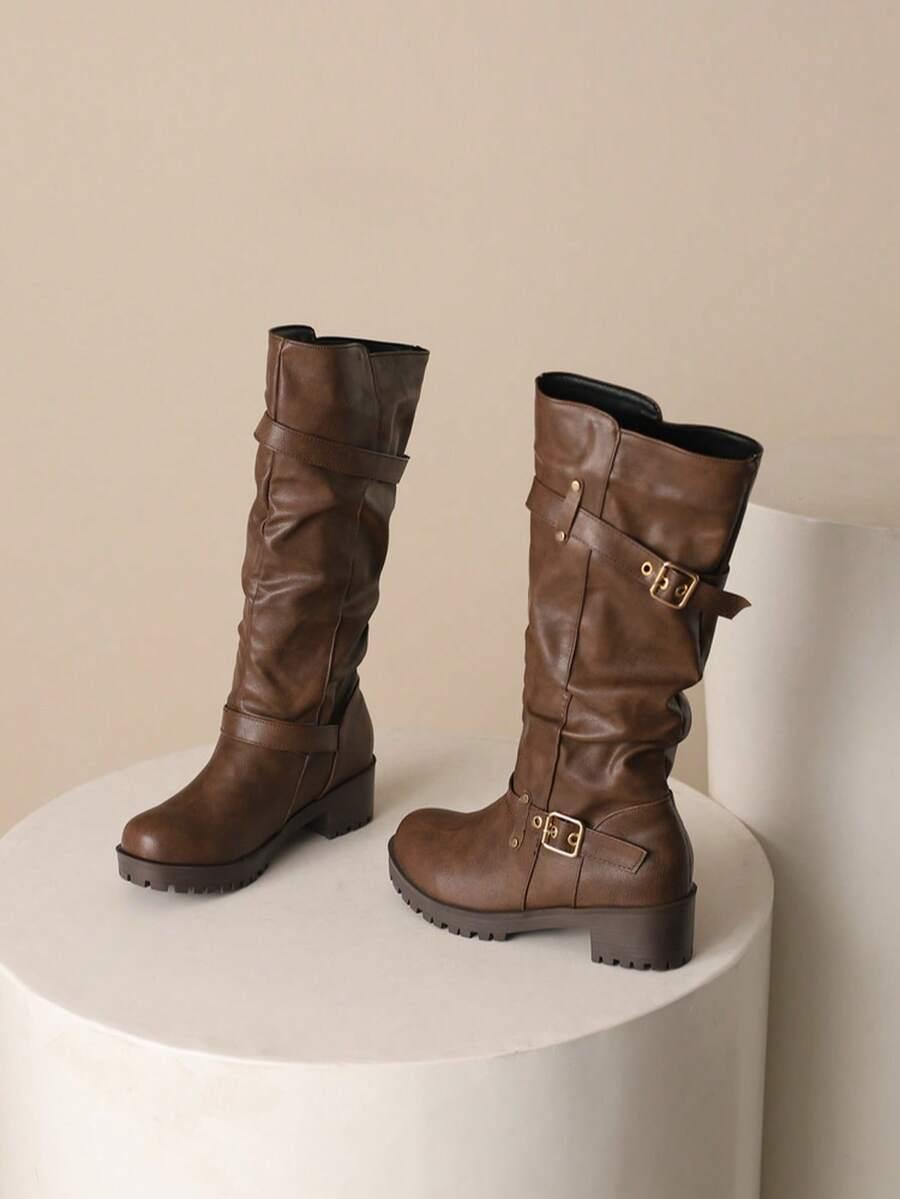 SHEIN BRĄZOWE WSUWANE KOZAKI W01__37,5